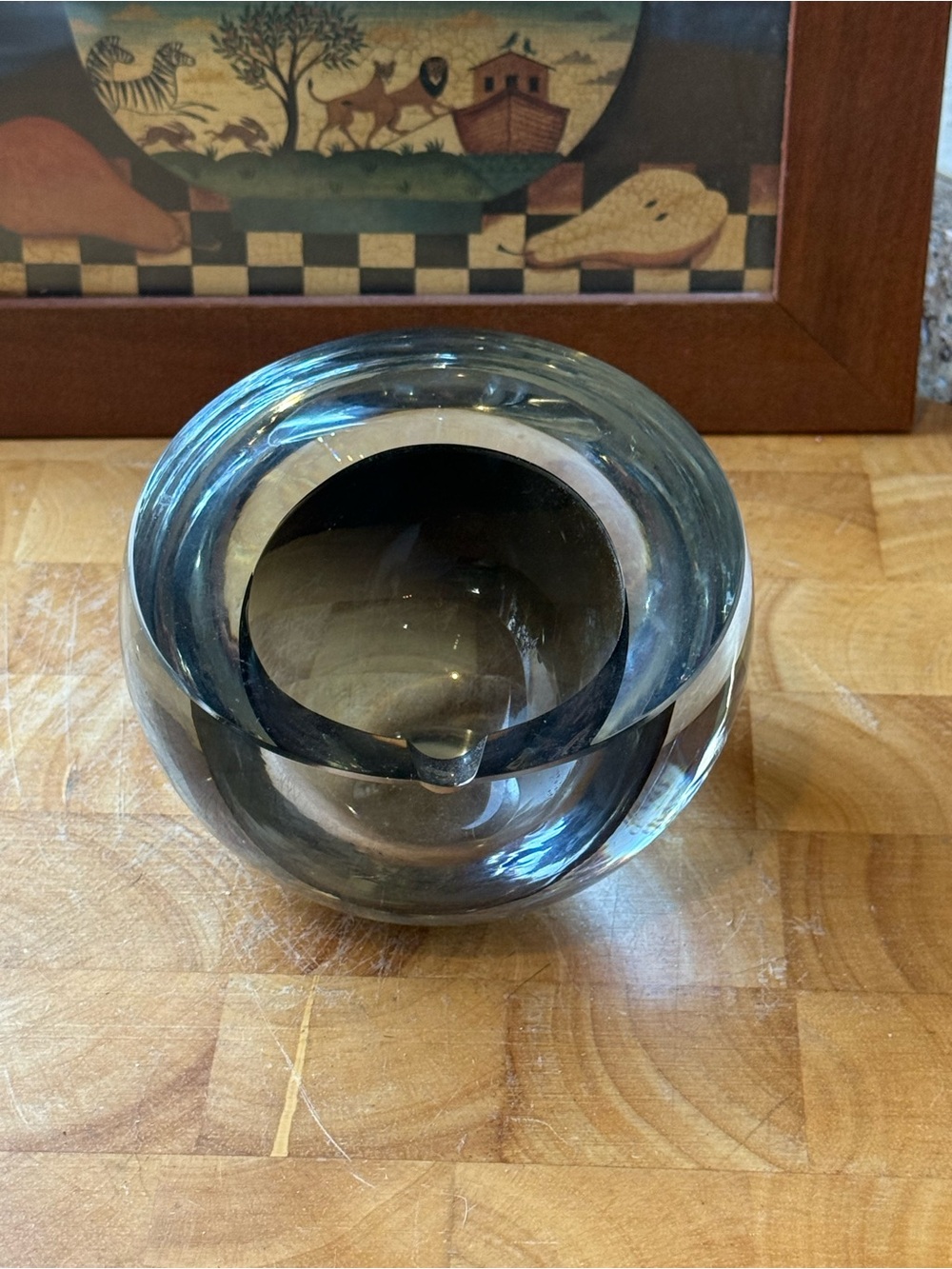 Signed Stömbershayttan H104 Swedish Smoke Crystal Ashtray/Paperweight